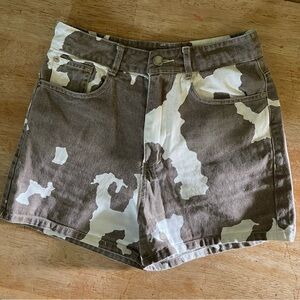 12th Tribe Brown and White Camouflage Jean Shorts